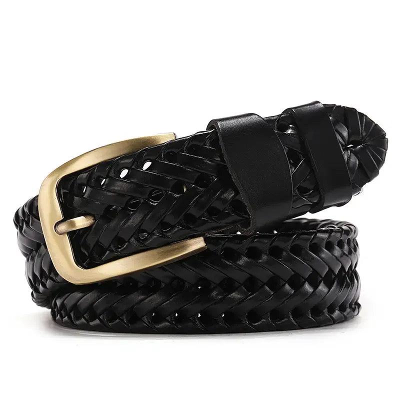Ceinture Prestige Ceinture Tressée en Cuir pour Homme avec Surpiqûres | Modèle Hugo