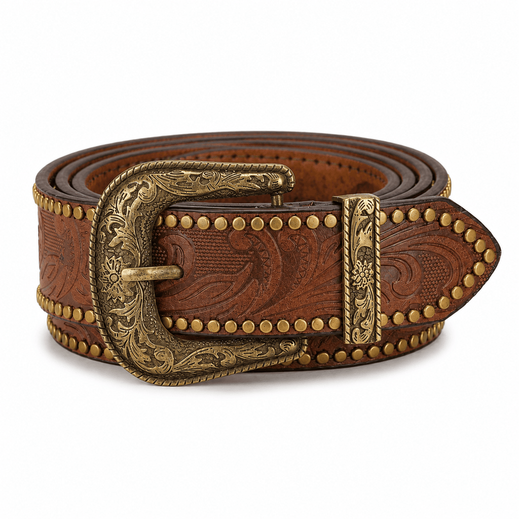 Ceinture Prestige Ceinture Western Clouté en Cuir Effet Embossé | Modèle Sedona