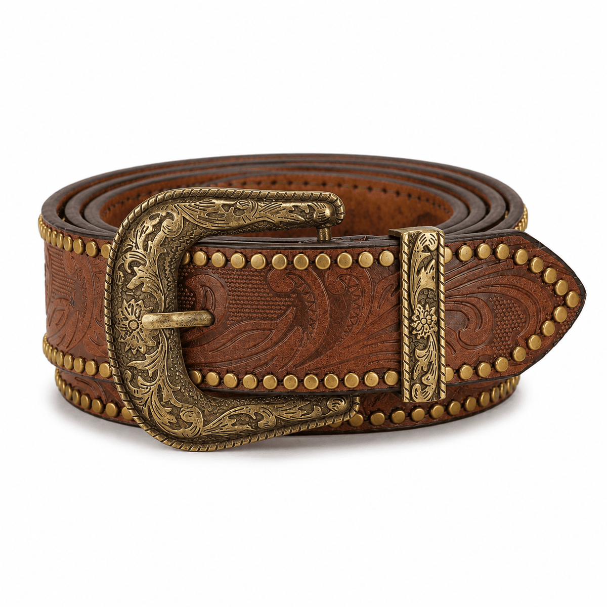 Ceinture Prestige Ceinture Western Clouté en Cuir Effet Embossé | Modèle Sedona