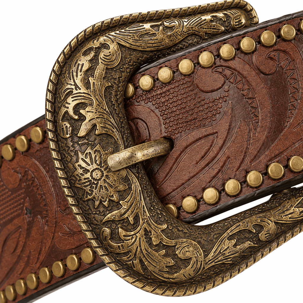 Ceinture Prestige Ceinture Western Clouté en Cuir Effet Embossé | Modèle Sedona