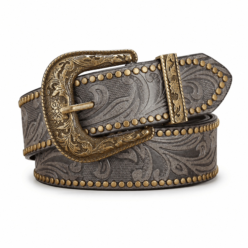 Ceinture Prestige Ceinture Western Clouté en Cuir Effet Embossé | Modèle Sedona
