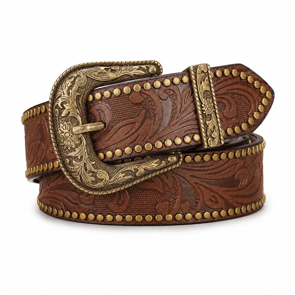 Ceinture Prestige Ceinture Western Clouté en Cuir Effet Embossé | Modèle Sedona