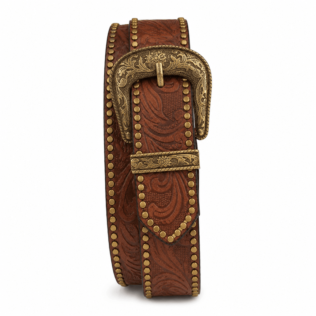 Ceinture Prestige Ceinture Western Clouté en Cuir Effet Embossé | Modèle Sedona