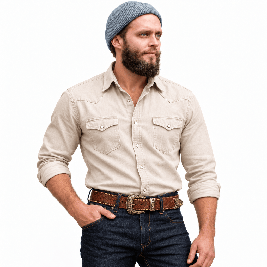 Ceinture Prestige Ceinture Western Clouté en Cuir Effet Embossé | Modèle Sedona