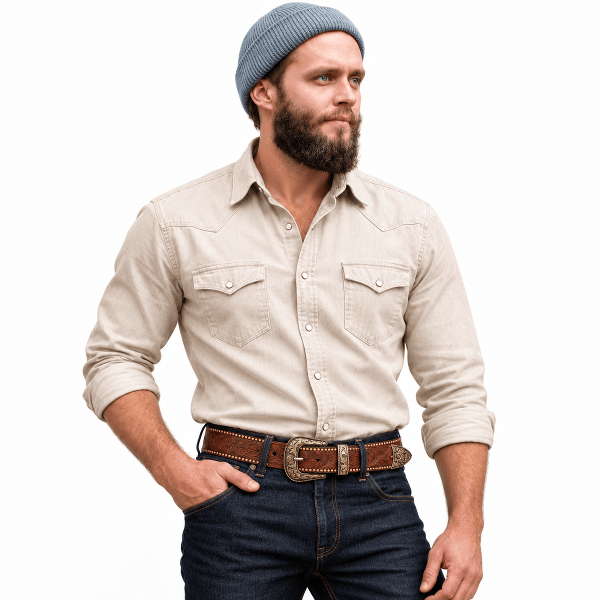 Ceinture Prestige Ceinture Western Clouté en Cuir Effet Embossé | Modèle Sedona