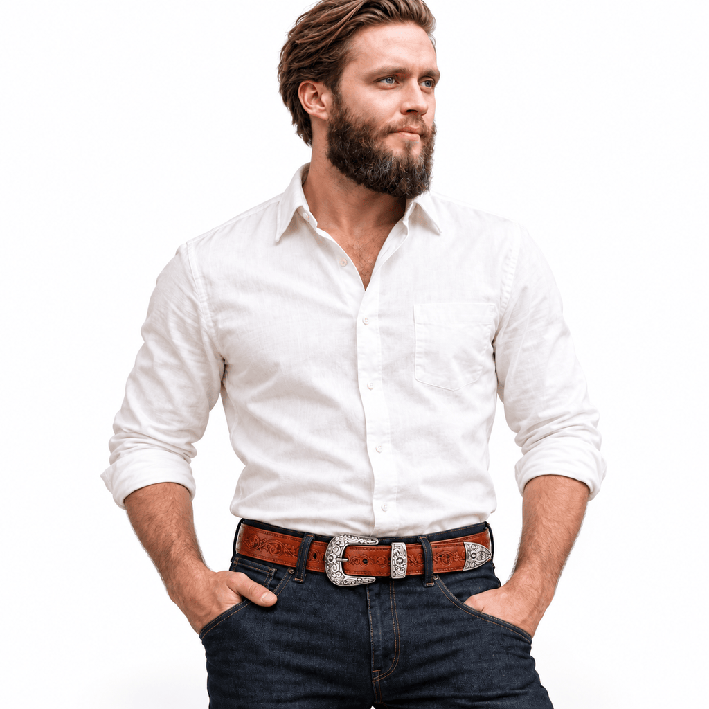 Ceinture Prestige Ceinture Western en Cuir style Vintage | Modèle Wyatt