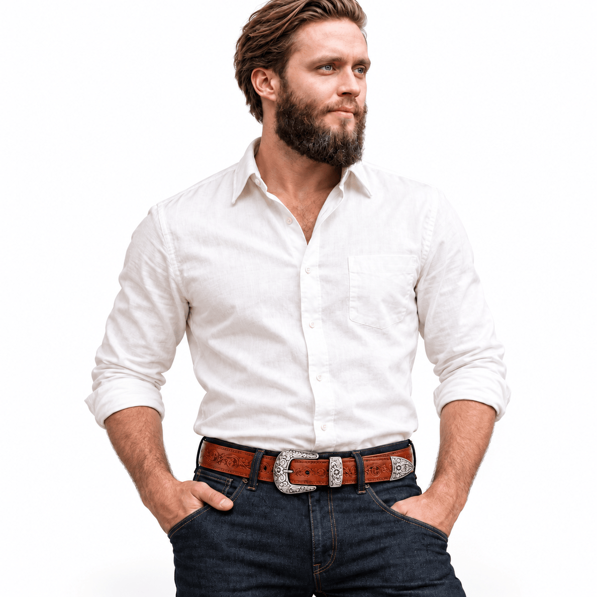 Ceinture Prestige Ceinture Western en Cuir style Vintage | Modèle Wyatt