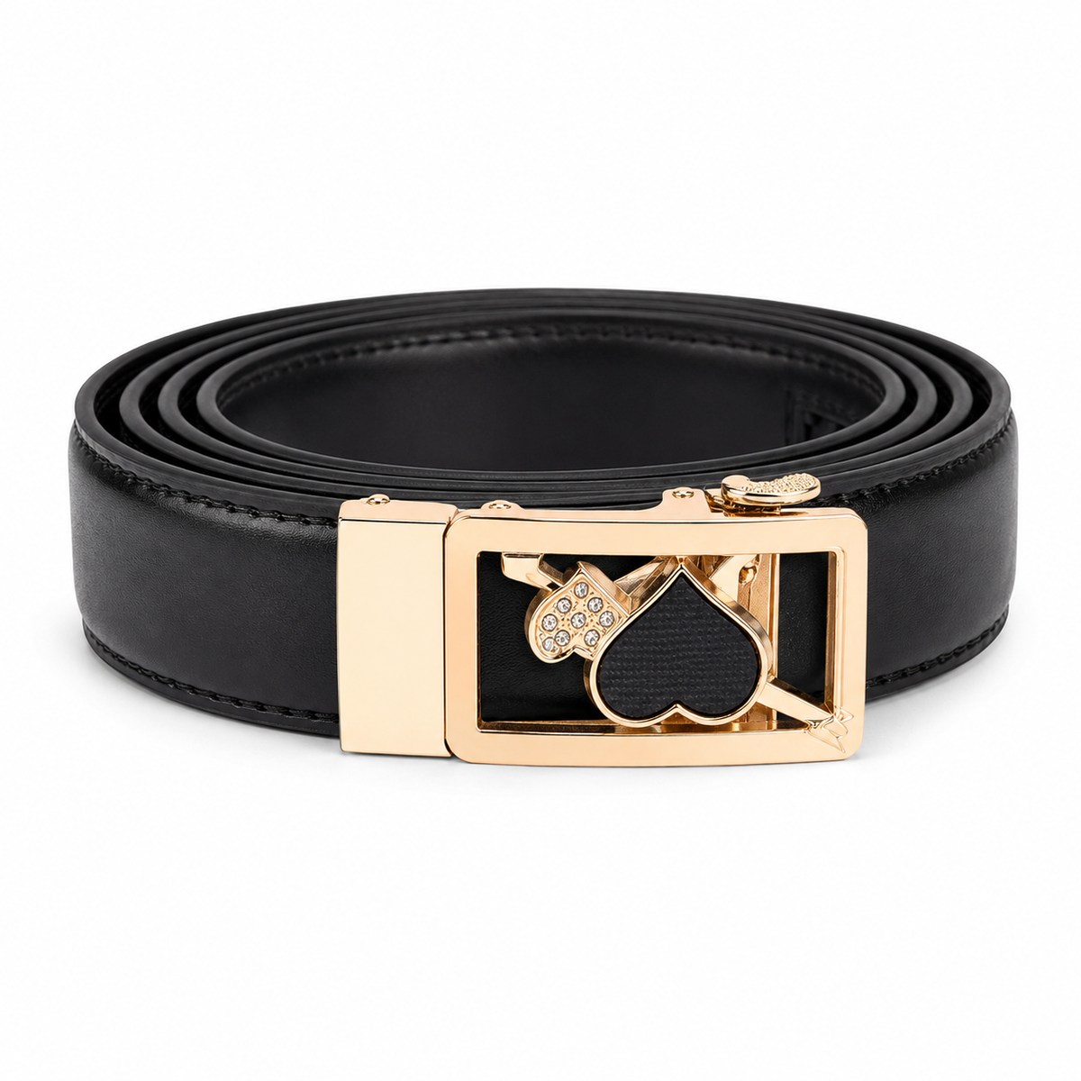 Ceinture en Cuir pour Femme avec Boucle Automatique Dorée